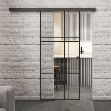 Glasschiebetür BLACK-LINE Loft Schwarzlack 20 Auf Klarglas