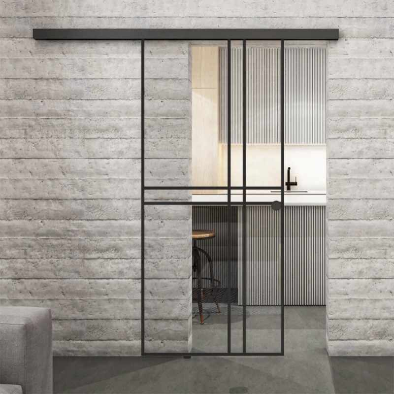 Glasschiebetür BLACK-LINE Loft Schwarzlack 21 Auf Klarglas Glasschiebetür BLACK-LINE Loft Schwarzlack 21 Auf Klarglas