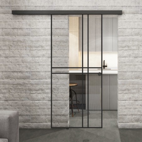 Glasschiebetür BLACK-LINE Loft Schwarzlack 21 Auf Klarglas