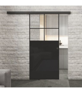 Glasschiebetür BLACK-LINE Loft Schwarzlack 23 Auf Klarglas