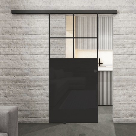 Glasschiebetür BLACK-LINE Loft Schwarzlack 23 Auf Klarglas