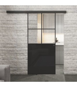 Glasschiebetür BLACK-LINE Loft Schwarzlack 24 Auf Klarglas