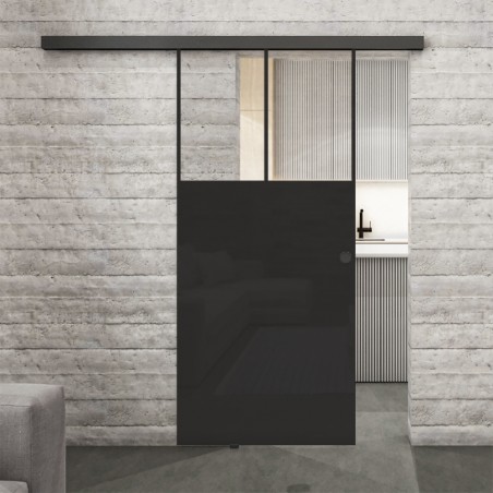 Glasschiebetür BLACK-LINE Loft Schwarzlack 25 Auf Klarglas