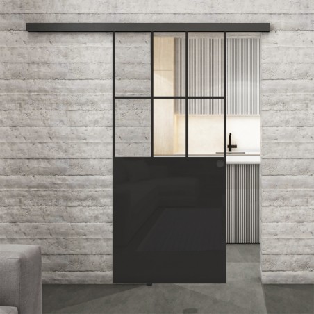 Glasschiebetür BLACK-LINE Loft Schwarzlack 28 Auf Klarglas