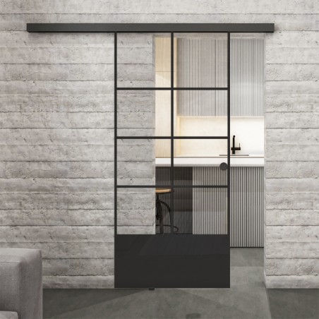 Glasschiebetür BLACK-LINE Loft Schwarzlack 34 Auf Klarglas