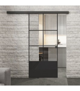 Glasschiebetür BLACK-LINE Loft Schwarzlack 35 Auf Klarglas
