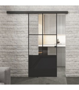 Glasschiebetür BLACK-LINE Loft Schwarzlack 36 Auf Klarglas