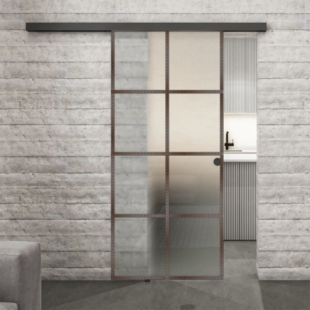 Glasschiebetür BLACK-LINE Loft Rosteisen Genietet 06 Blickdicht