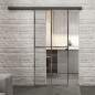 Glasschiebetür BLACK-LINE Loft Rosteisen Genietet 08 Auf Klarglas Glasschiebetür BLACK-LINE Loft Rosteisen Genietet 08 Auf Klarglas