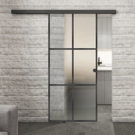 Glasschiebetür BLACK-LINE Loft Schwarzeisen Genietet 07 Blickdicht