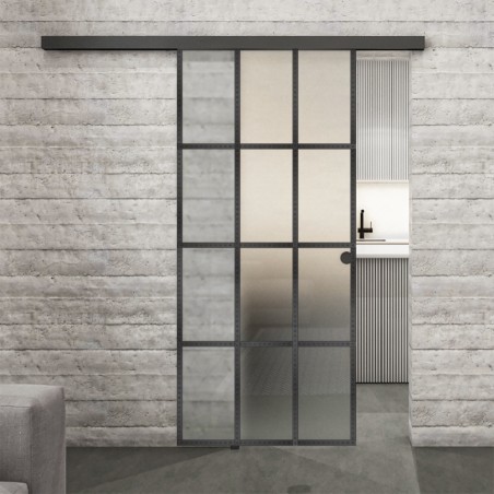 Glasschiebetür BLACK-LINE Loft Schwarzeisen Genietet 10 Blickdicht