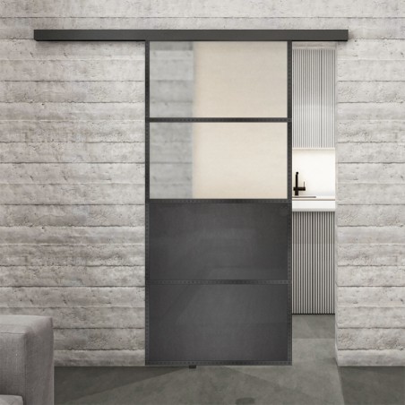 Glasschiebetür BLACK-LINE Loft Schwarzeisen Genietet 14 Blickdicht