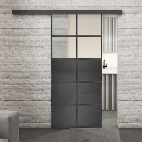 Glasschiebetür BLACK-LINE Loft Schwarzeisen Genietet 17 Blickdicht