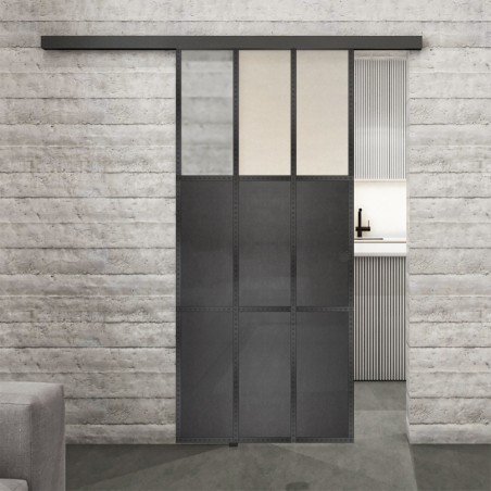 Glasschiebetür BLACK-LINE Loft Schwarzeisen Genietet 23 Blickdicht
