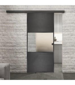 Glasschiebetür BLACK-LINE Loft Schwarzeisen Genietet 27 Blickdicht