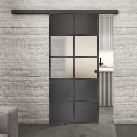 Glasschiebetür BLACK-LINE Loft Schwarzeisen Genietet 28 Blickdicht