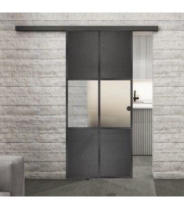 Glasschiebetür BLACK-LINE Loft Schwarzeisen Genietet 30 Blickdicht