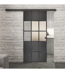 Glasschiebetür BLACK-LINE Loft Schwarzeisen Genietet 31 Blickdicht