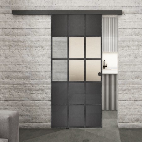 Glasschiebetür BLACK-LINE Loft Schwarzeisen Genietet 31 Blickdicht