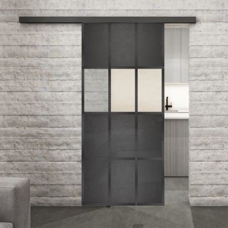 Glasschiebetür BLACK-LINE Loft Schwarzeisen Genietet 32 Blickdicht