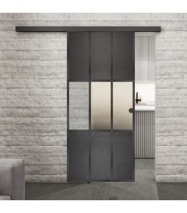 Glasschiebetür BLACK-LINE Loft Schwarzeisen Genietet 33 Blickdicht