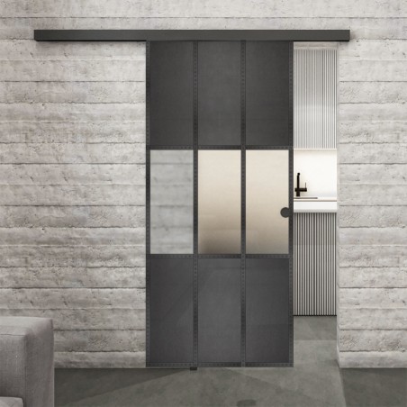 Glasschiebetür BLACK-LINE Loft Schwarzeisen Genietet 33 Blickdicht