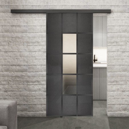 Glasschiebetür BLACK-LINE Loft Schwarzeisen Genietet 34 Blickdicht