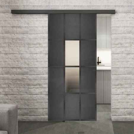 Glasschiebetür BLACK-LINE Loft Schwarzeisen Genietet 35 Blickdicht