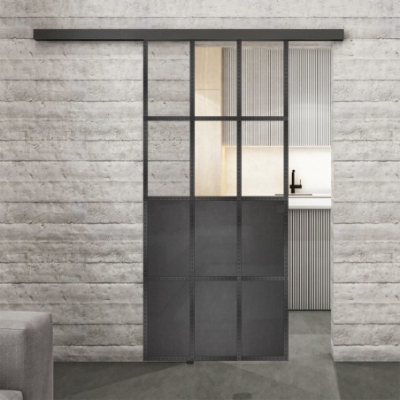 Glasschiebetür BLACK-LINE Loft Schwarzeisen Genietet 22 Auf Klarglas