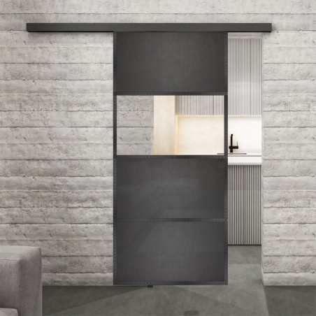 Glasschiebetür BLACK-LINE Loft Schwarzeisen Genietet 26 Auf Klarglas