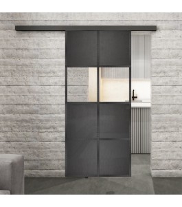 Glasschiebetür BLACK-LINE Loft Schwarzeisen Genietet 29 Auf Klarglas