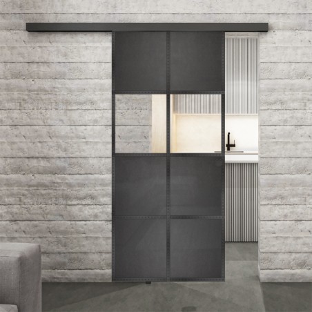 Glasschiebetür BLACK-LINE Loft Schwarzeisen Genietet 29 Auf Klarglas