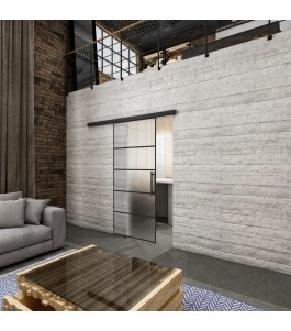 Glasschiebetür BLACK-LINE Loft Schwarzlack 01 Blickdicht