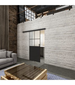 Glasschiebetür BLACK-LINE Loft Schwarzlack 24 Blickdicht