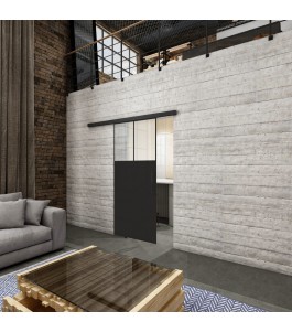 Glasschiebetür BLACK-LINE Loft Schwarzlack 25 Blickdicht