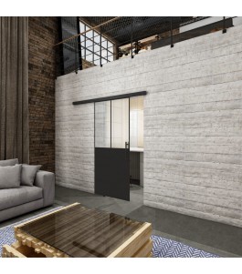 Glasschiebetür BLACK-LINE Loft Schwarzlack 26 Blickdicht