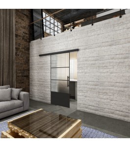 Glasschiebetür BLACK-LINE Loft Schwarzlack 32 Blickdicht