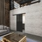 Glasschiebetür BLACK-LINE Loft Schwarzlack 23 Auf Grauglas