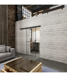 Glasschiebetür BLACK-LINE Loft Schwarzlack 04 Auf Klarglas