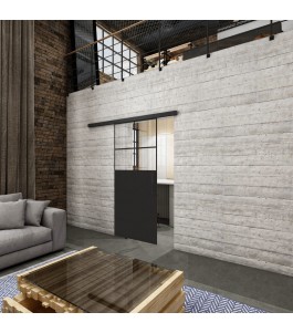 Glasschiebetür BLACK-LINE Loft Schwarzlack 23 Auf Klarglas