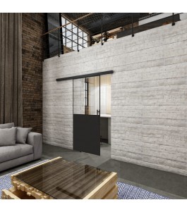 Glasschiebetür BLACK-LINE Loft Schwarzlack 26 Auf Klarglas