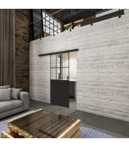 Glasschiebetür BLACK-LINE Loft Schwarzlack 28 Auf Klarglas
