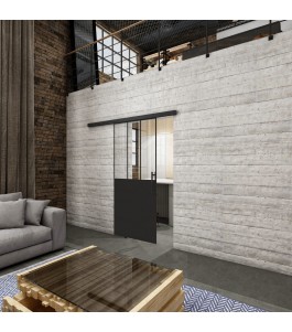 Glasschiebetür BLACK-LINE Loft Schwarzlack 30 Auf Klarglas