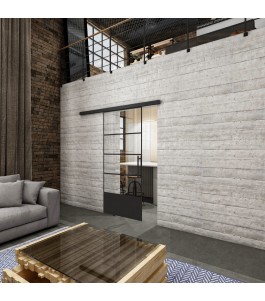 Glasschiebetür BLACK-LINE Loft Schwarzlack 31 Auf Klarglas