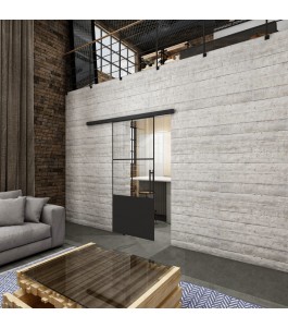 Glasschiebetür BLACK-LINE Loft Schwarzlack 36 Auf Klarglas