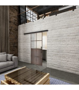 Glasschiebetür BLACK-LINE Loft Rosteisen Genietet 18 Blickdicht