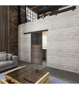 Glasschiebetür BLACK-LINE Loft Rosteisen Genietet 13 Auf Grauglas