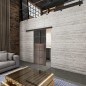 Glasschiebetür BLACK-LINE Loft Rosteisen Genietet 17 Auf Grauglas