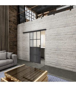 Glasschiebetür BLACK-LINE Loft Schwarzeisen Genietet 22 Blickdicht