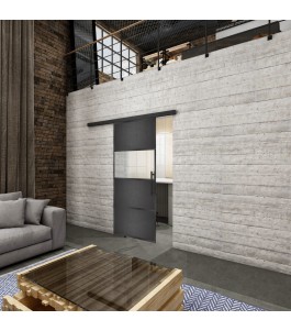 Glasschiebetür BLACK-LINE Loft Schwarzeisen Genietet 26 Blickdicht